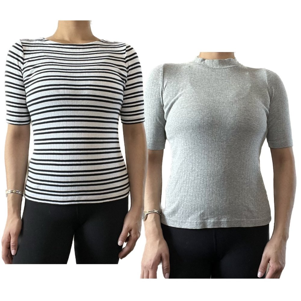 SET OF 2: UNIQLO Crew Neck Short Sleeve Cotton Shirts